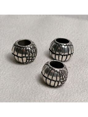 Brighton Croco Beads Spacers J99500 Lot of 3 Silver Plated 1/2"W x 1/4"H